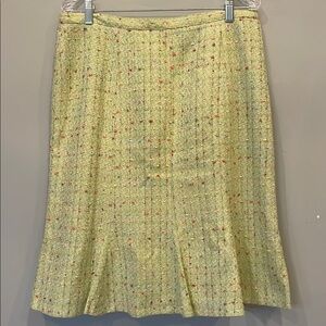 Elegant Tweed Skirt in green with pastel accents